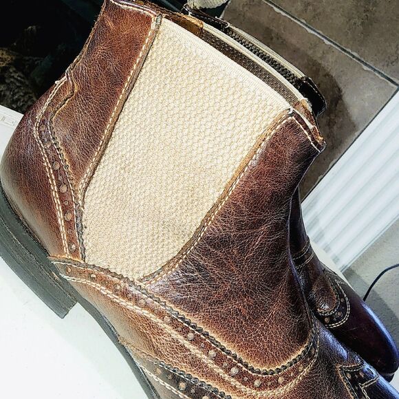 BENHEART Sz 7 FLORENCE Handmade Dip Dye Distressed Old Money Grunge Ankle Boots - Picture 4 of 16